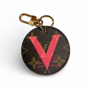 Louis Vuitton Monogram Keychain with Pink V